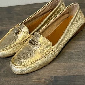 Coach Fredrica Gold Leather Loafers 7.5